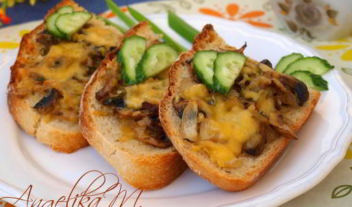 запеченные бутерброды с шампиньонами