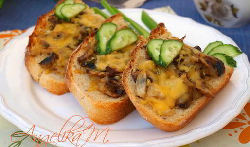 запеченные бутерброды с шампиньонами