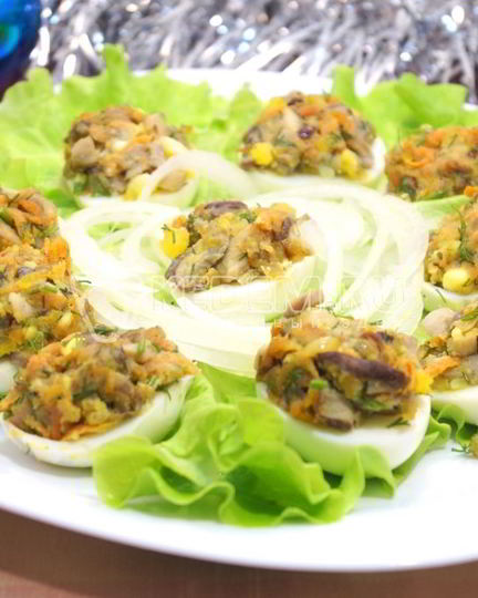 Рецепт яиц фаршированных грибами