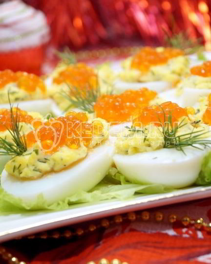 Рецепт яиц фаршированных красной икрой