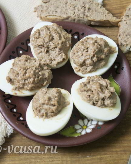 Рецепт яиц фаршированных куриной печенью