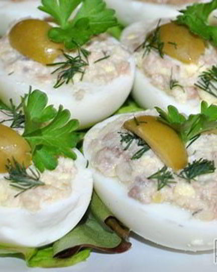 Рецепт яиц, фаршированных печенью трески