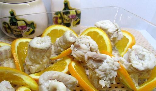 филе камбалы в апельсиновом желе