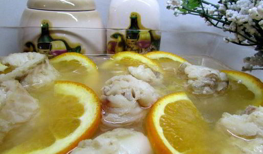 филе камбалы в апельсиновом желе