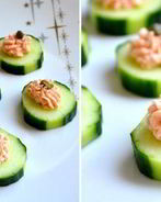Канапе с огурцом и красной рыбой