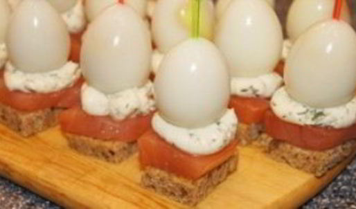 канапе с перепелиными яйцами