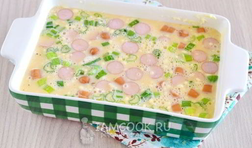 омлет с колбасой в духовке