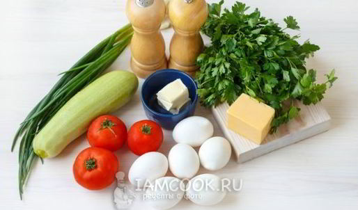 омлет с помидорами, кабачками и сыром в духовке