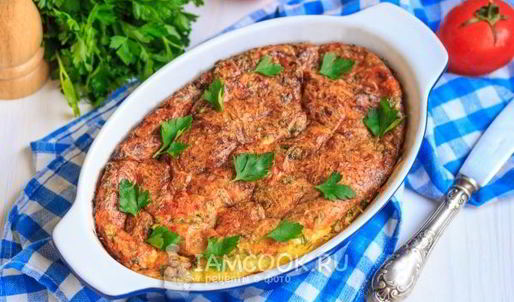 омлет с помидорами, кабачками и сыром в духовке