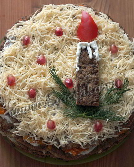 Рецепт печеночного торта из говяжьей печени