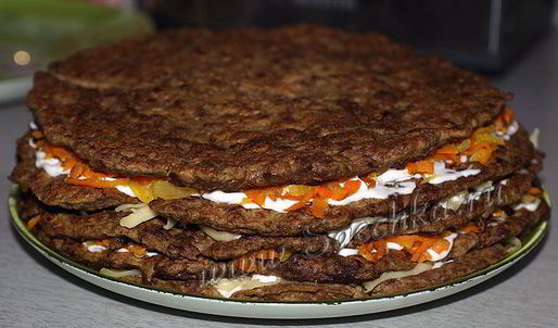 печеночный торт из говяжьей печени