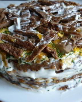 Печеночный торт из свиной печени