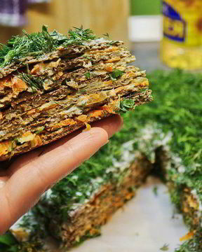 Печеночный торт с грибами