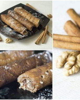 Ароматные ролл-блинчики с ореховой начинкой