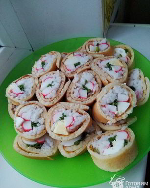 Роллы из блинов