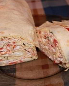 Роллы из лаваша с крабовыми палочками