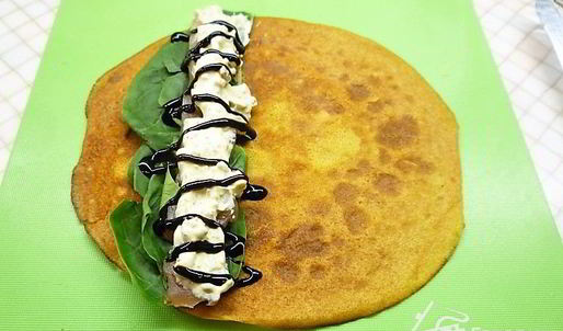 роллы из тыквы со шпинатом, копченостями и фисташковым майонезом