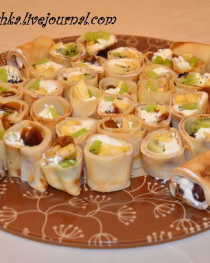 Сладкие роллы из блинов