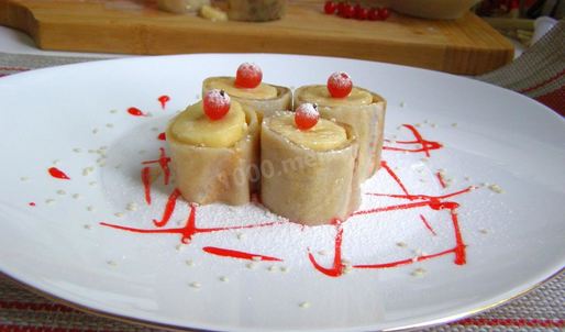 сладкие суши роллы с бананами