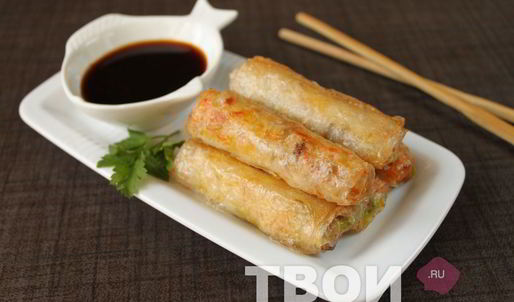 спринг-роллы с креветками и свининой