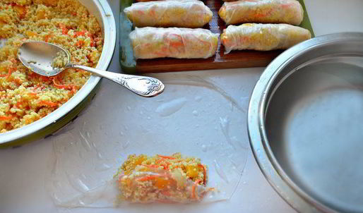 спринг-роллы с кускусом и овощами