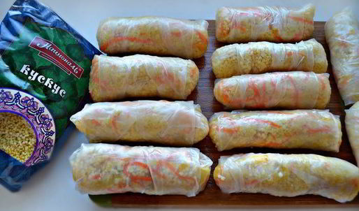 спринг-роллы с кускусом и овощами