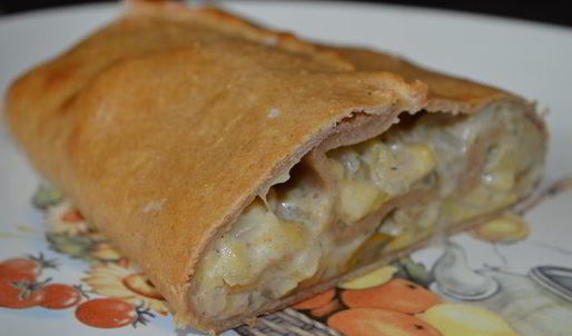 грибной рулет из картофельного теста