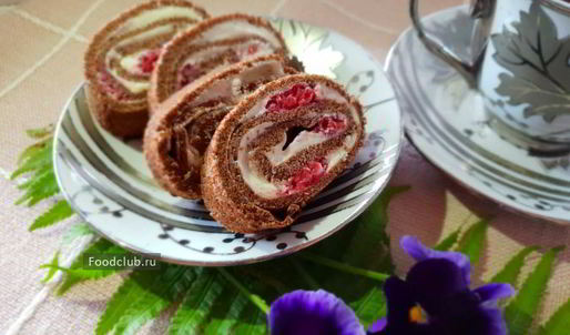 нежнейший рулет с малиной