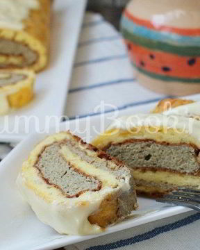 Омлет-рулет с курицей и грибами