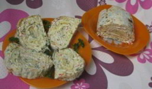 рулет из лаваша с крабовыми палочками