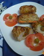 Рулетики из куриного филе в свиной сетке