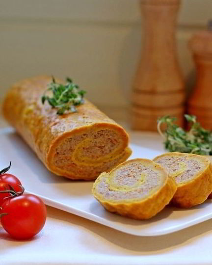 Рецепт тыквенного рулета с мясным фаршем