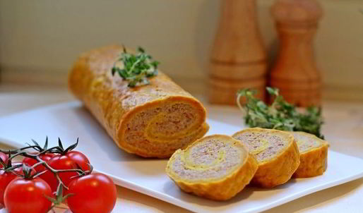 тыквенный рулет с мясным фаршем