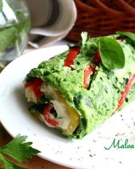 Рецепт зеленого рулета с креветками и болгарским перцем