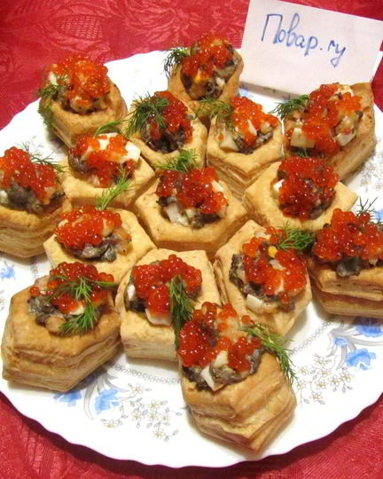 Рецепт тарталеток с грибами и креветками