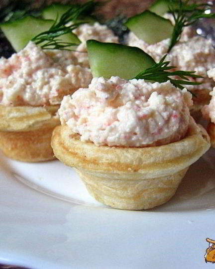 Рецепт тарталеток с крабовым паштетом