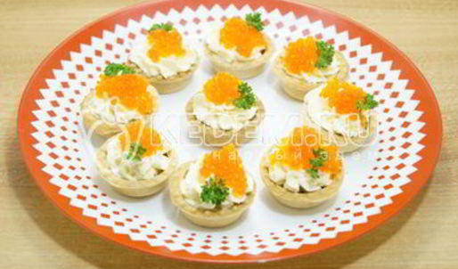 тарталетки с красной икрой