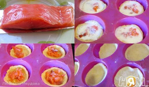 тарталетки с соленой семгой