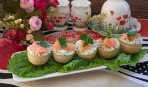 тарталетки с творожным сыром и семгой