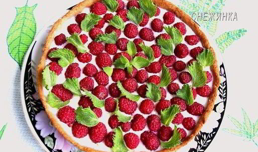 шоколадно-творожный тарт-суфле с малиной