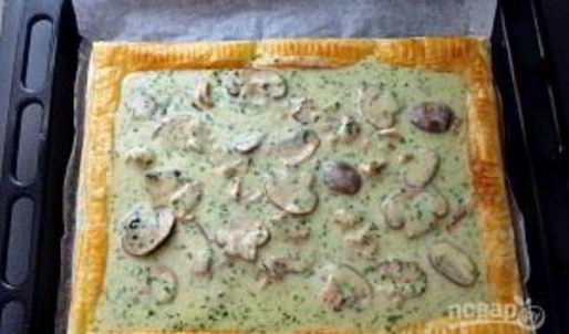 тарт с грибами и ветчиной