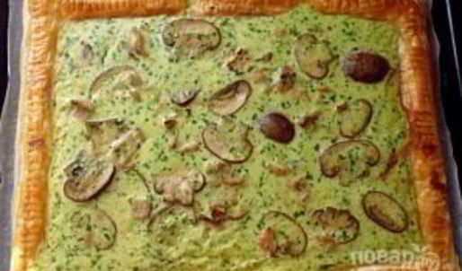 тарт с грибами и ветчиной