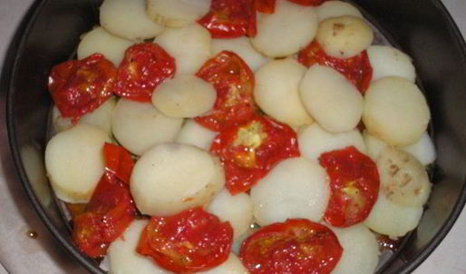 тарт с картофелем, сыром и помидорами