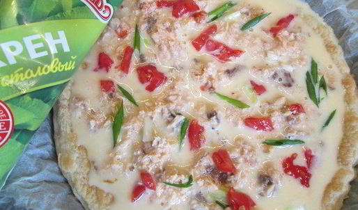 тарт с лососем и овощами