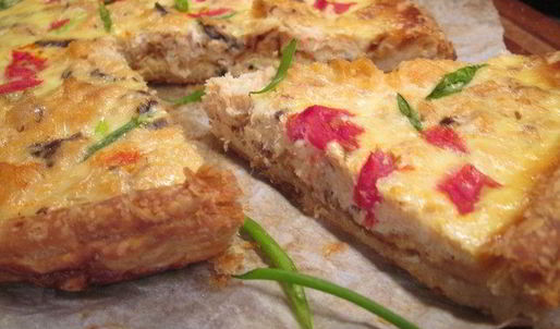 тарт с лососем и овощами