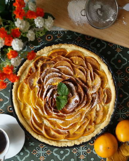 Рецепт тарта с рикоттой и хурмой