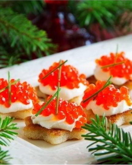 Рецепт тартинок с красной икрой