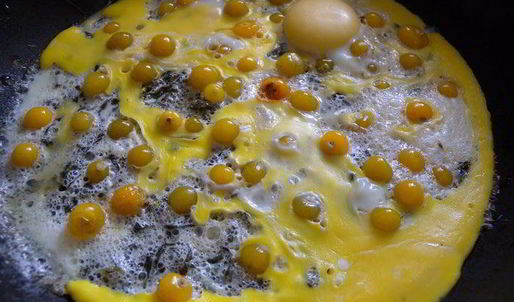 яичница со шпинатом и физалисом