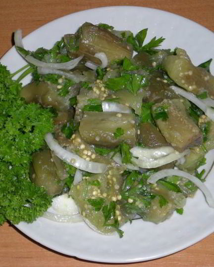 Рецепт закуски из маринованных баклажанов
