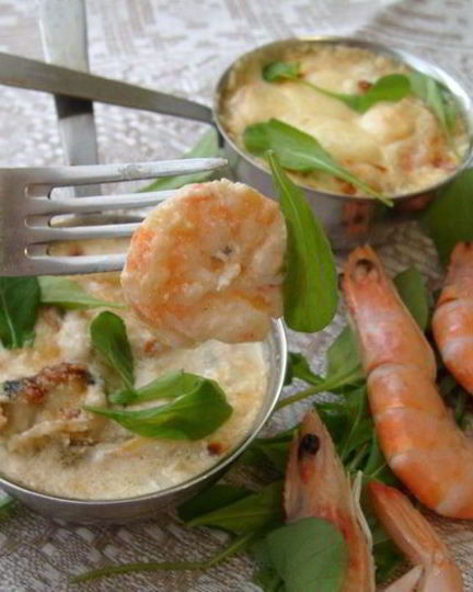 Рецепт жюльена с креветками и мидиями